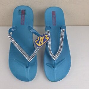 Bahia Blue Embellished Thong Sandals Women's Size 10 NEW!